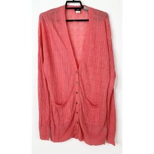 J.Crew Linen Cardigan‎ Womens Small Button Front Lightweight Knit Sweater Pink